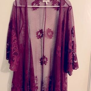 Maroon floral kimono